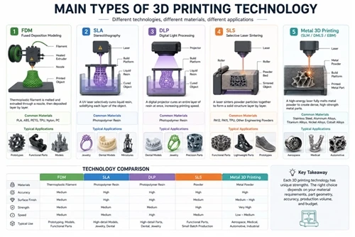 3D Baskı Teknolojisinin Ana Türleri